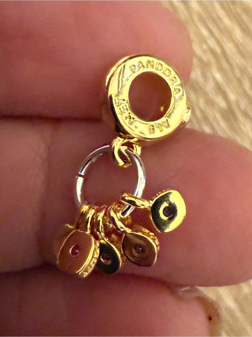 Pandora Gold Charm with Multicolor Enamel Eye Drops